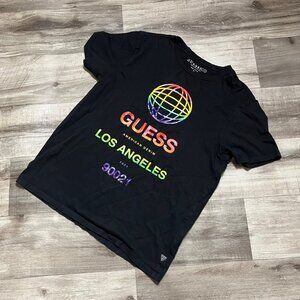 Guess World Wide Originals Graphic Short Sleeve Shirt Multi Black Size M
